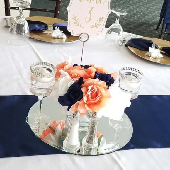 Hanging Wall Decor Round Glass Mirror Table Centerpiece - Decorative Reflective - Picture 4 of 12